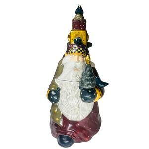 Santa Cookie Jar 2001 Williraye Studio WW2624 Ceramic Birds Christmas Tree